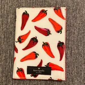 NEW- Kate Spade New York Daycation White Red Hot Peppers Passport Holder Case